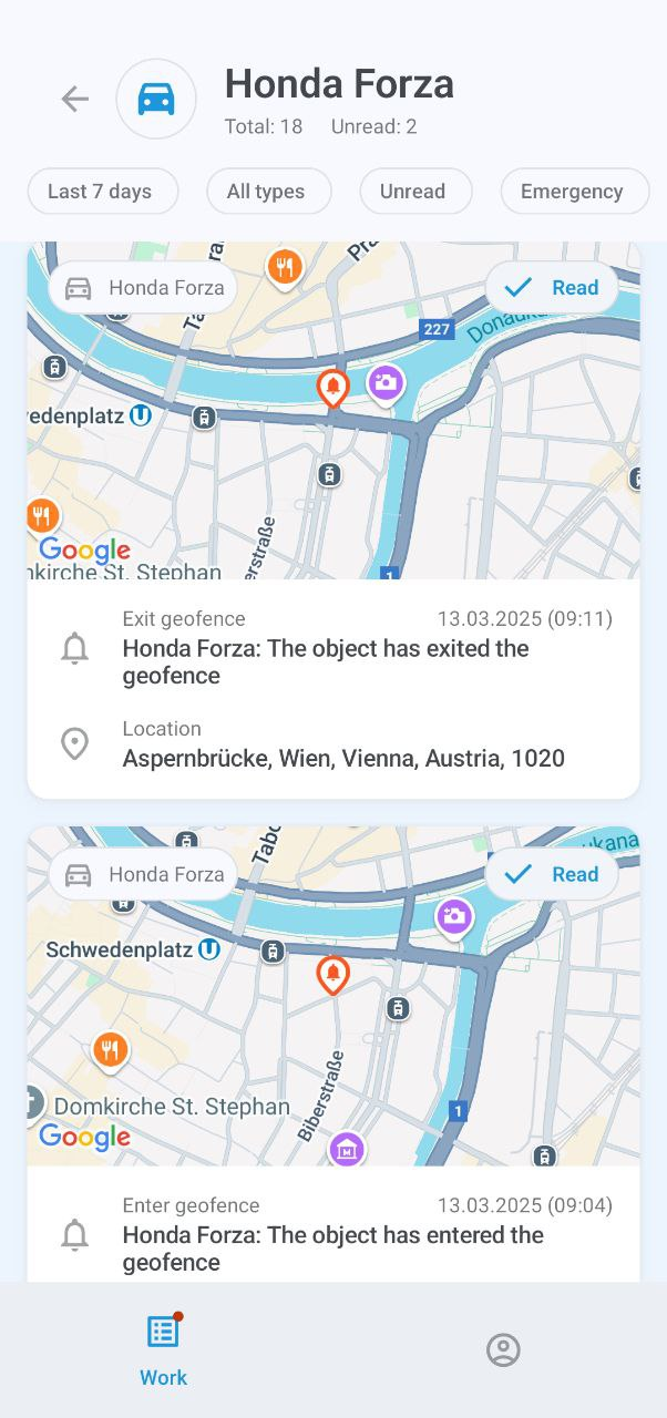 Lista de eventos